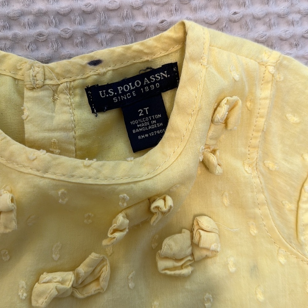 US Polo assn 100% cotton yellow ruffle dress size 2T - Picture 4 of 4